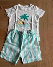 Ensemble short bleu et palmier 18 mois
