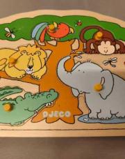 puzzle d'encastrement en bois animaux djeco (plus de bruit)