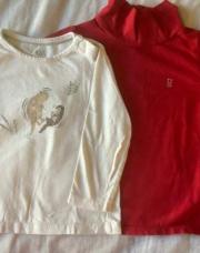 Lot 2 t-shirt longues manches Obaïbi rouge + blanc loutres - 74 cm 