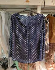 Chemisier Bleu pois blanc L