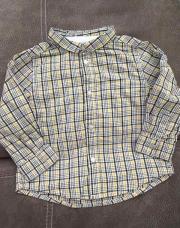 Chemise à carreaux bleu et jaune taille 80