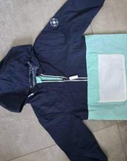 Veste pluie bleu et turquoise 