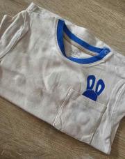 T-shirt manches longues beige bleu roi lapin Okaidi 23m