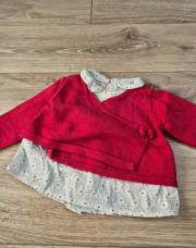 Pull cache coeur blanc et rouge 