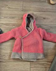 Gilet tricot rose et gris 