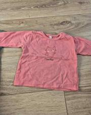 Blouse longue manche rose chat 