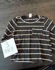 Sweat ligné blanc noir 3 ans 