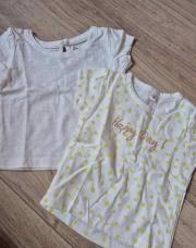 2 t shirts blanc et blanc et jaune