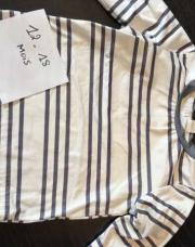 Sweat ligné blanc et gris 12/18m