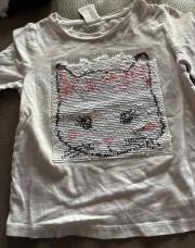 T manche longue blanc chat 