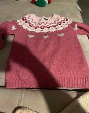 Pull rose cœurs 6 ans 