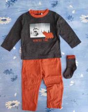 Ens pull+pantalon+chaussettes gris 18 mois