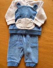 Ensemble hippopotame blanc et bleu 3 mois 