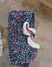 Blouse bleu fleur rouge OB 6m