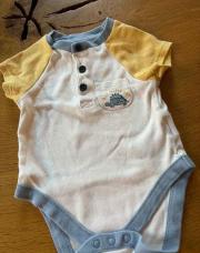 Body 3/6 mois dinosaure jaune, blanc et bleu 