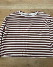 Pull ligné brun blanc large 