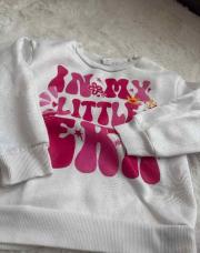 Pull SHEIN blanc motifs roses 5 ans 