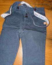 Pantalon tape à l’œil bleu bretelle 6 mois 