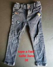 Jeans noir tape à l'œil taille 3ans