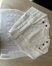 Pull blanc motif tressé taille L 
