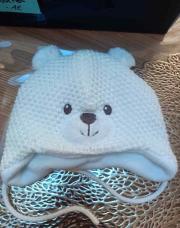 Bonnet blanc ourson 