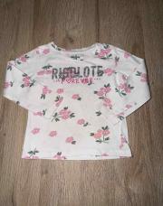 Sweat-shirt blanc à fleurs rose taille 3ans