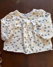 Chemise TAO 12m cœur bleu 