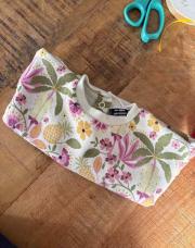 Pull vert mauve jaune 