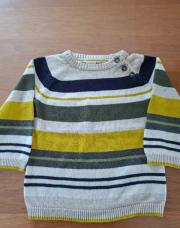 Pull h&m ligne beige bleu vert 9-12mois