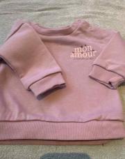 Pull molletonné violet “mon amour” 3-6mois