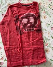 Teeshirt ML rouge tête de mort 10ans 