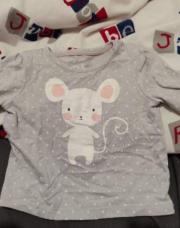 Tee shirt longue manche souris gris