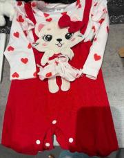 Salopette blanc et rouge 