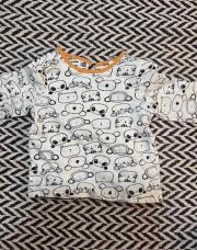 Pull blanc doublé blanc animaux 3M