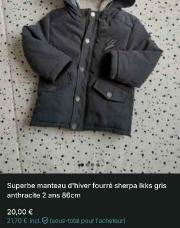 manteau IKKS 2ans anthracite 