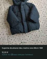 doudoune Zara marine 18M