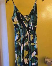 Robe longue vert bleu M/L fente 