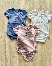 3 bodys TAO 1mois manches courtes motif marin 