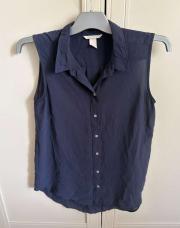 Blouse tulle sans manche bleu marine H&M