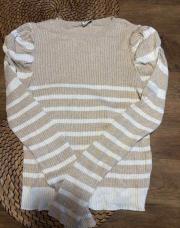 Pull beige a ligne blanche Pimkie S 