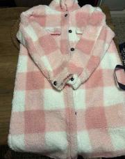 Manteau à carreaux rose et blanc S 