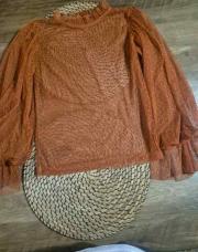 Blousse transparente a petit pois couleur rouille taille S/m