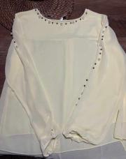 Blouse jaune avec perles manches 
