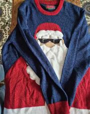 Pull Noel Xl bleu/rouge