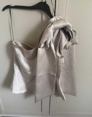 Blouse satin beige H&M S