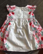 6-9M Robe blanche fleur rose prim. 