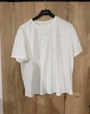 T shirt blanc à perles taille L 