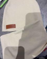 Ensemble bonnet écharpe beige 