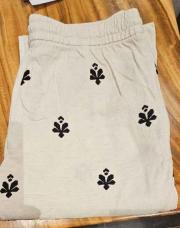 51.pantalon beige lin fleur zara M