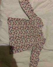 T shirt long manche blc à fleur 6M